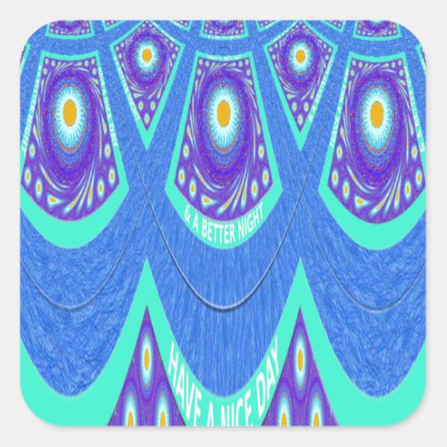 Beautiful Lovely Cyan Blue batik Print vector Art Square Sticker