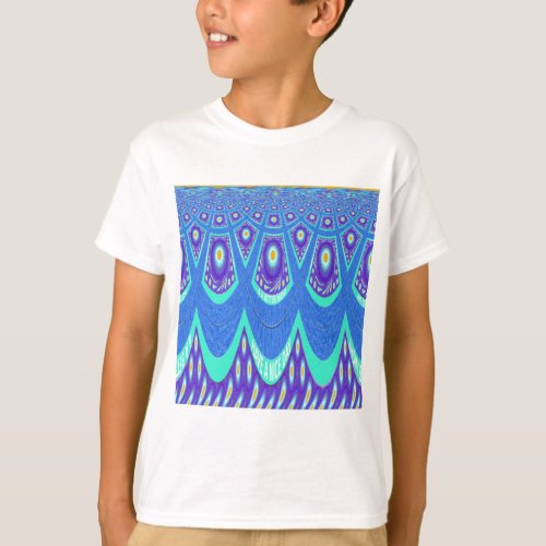 Beautiful Lovely Cyan Blue batik Print vector Art T_Shirt
