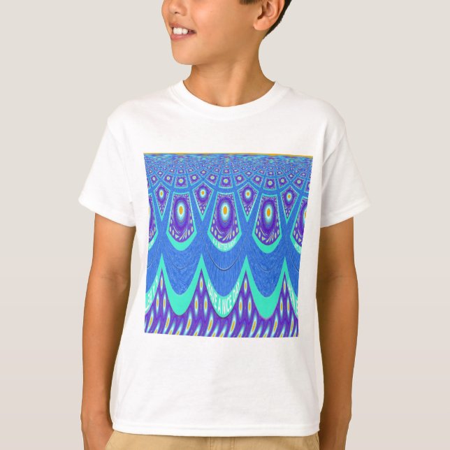 Beautiful Lovely Cyan Blue batik Print vector Art T-Shirt (Front)