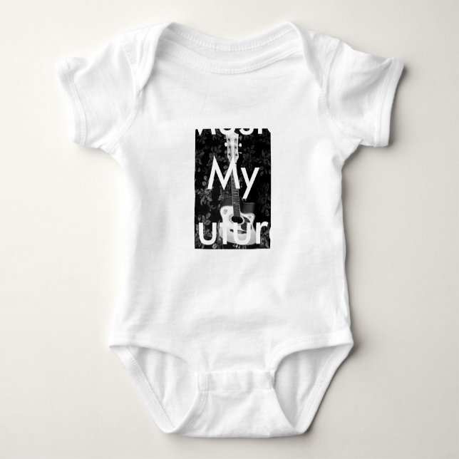 Beautiful Lovely Guitar African Grayscale Motif Ar Baby Bodysuit (Front)