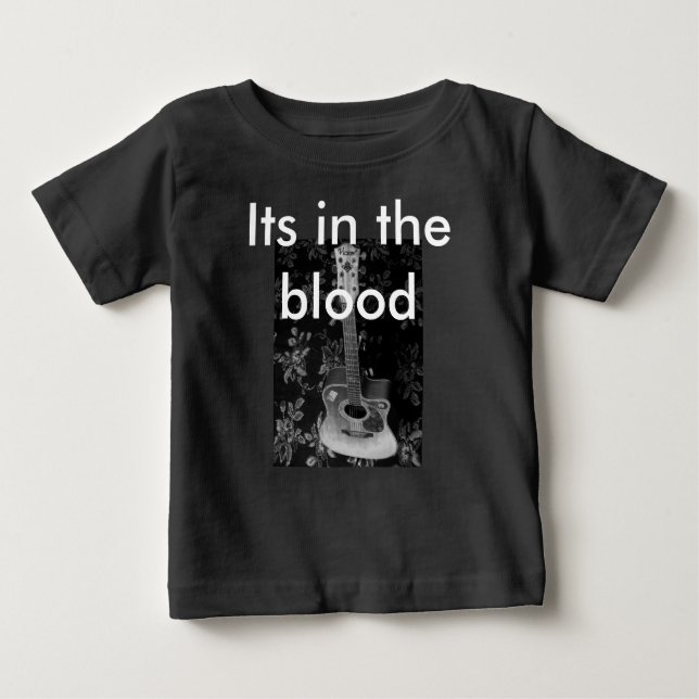 Beautiful Lovely Guitar African Grayscale Motif Ar Baby T-Shirt (Front)