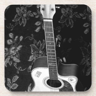 Beautiful Lovely Guitar African Grayscale Motif Ar Beverage Coaster