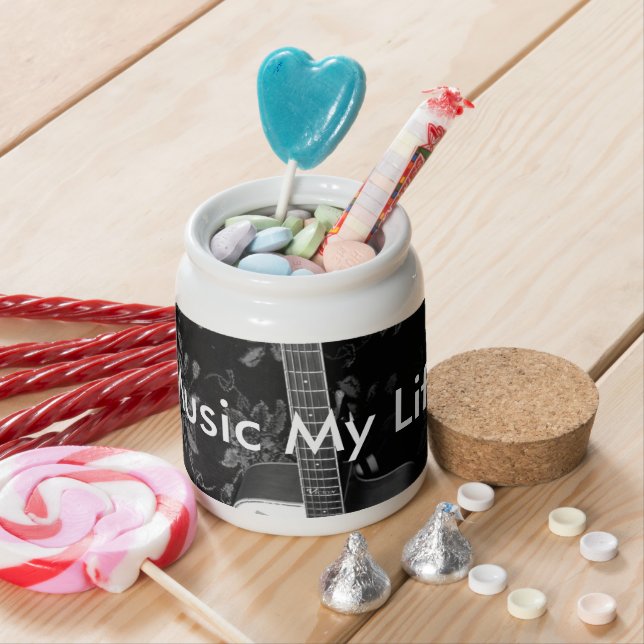 Beautiful Lovely Guitar African Grayscale Motif Ar Candy Jar (In Situ)