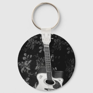 Beautiful Lovely Guitar African Grayscale Motif Ar Keychain