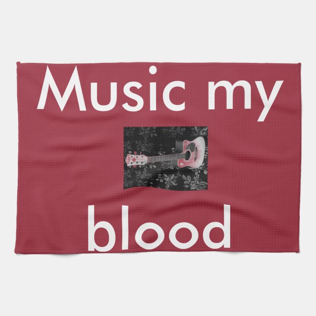 Beautiful Lovely Guitar African Grayscale Motif Ar Towel (Horizontal)