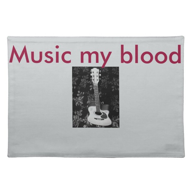 Beautiful Lovely Guitar African Grayscale Motif  Cloth Placemat (Front)