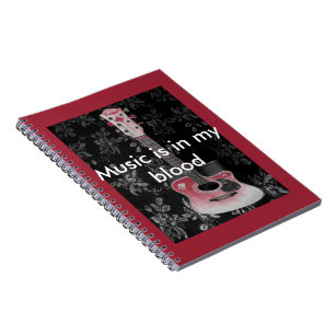 Beautiful Lovely Guitar African Grayscale Motif Notebook