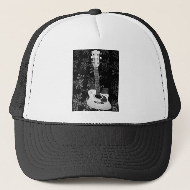 Beautiful Lovely Guitar African Grayscale Motif  Trucker Hat (Front)