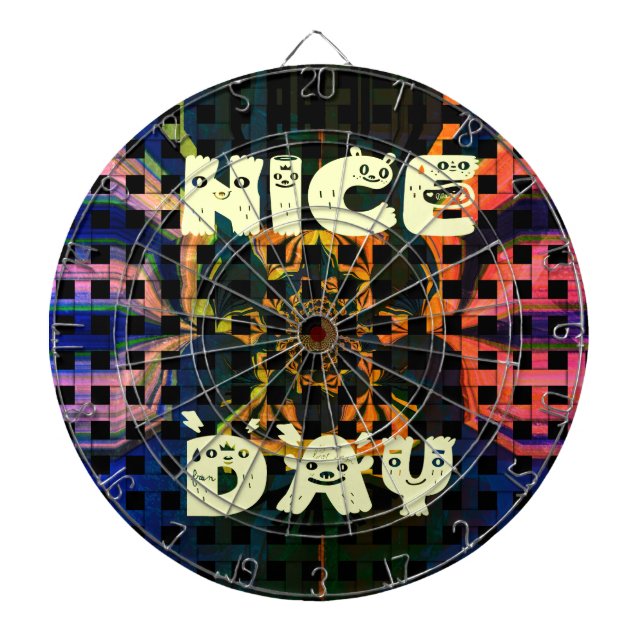 Beautiful Lovely Have a Nice Day Text Print vector Dartboard With Darts (Front)