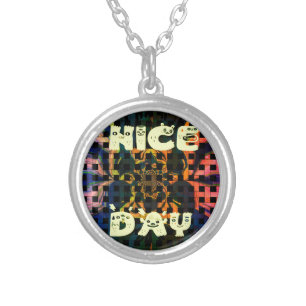 Beautiful Lovely Have a Nice Day Text Print vector Silver Plated Necklace