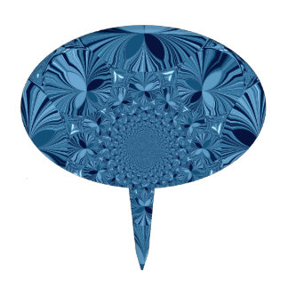 Beautiful Lovely Iridescent Blue Kaleidoscope Art  Cake Topper