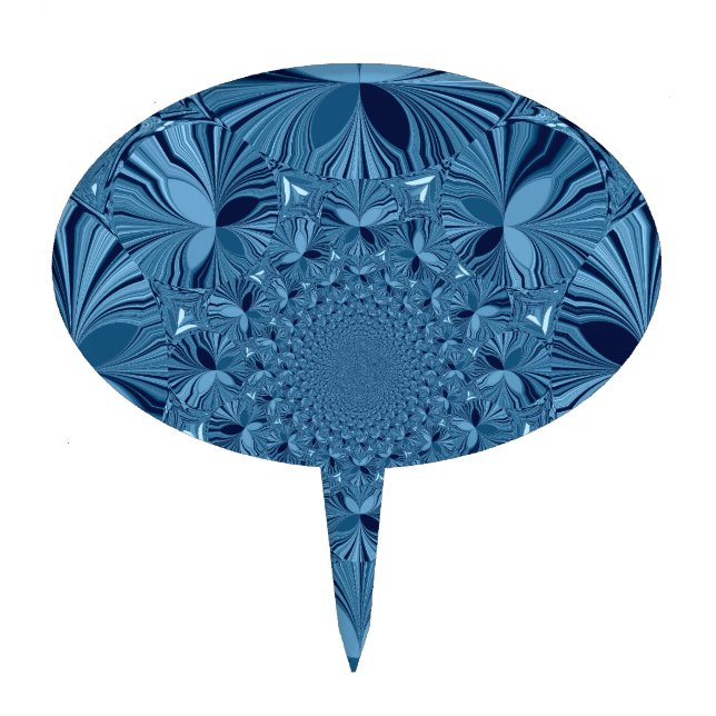 Beautiful Lovely Iridescent Blue Kaleidoscope Art  Cake Topper (Front)