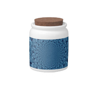 Beautiful Lovely Iridescent Blue Kaleidoscope Art  Candy Jar