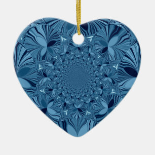 Beautiful Lovely Iridescent Blue Kaleidoscope Art Ceramic Ornament