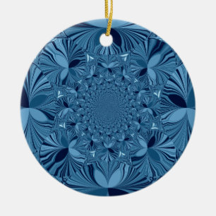 Beautiful Lovely Iridescent Blue Kaleidoscope Art Ceramic Ornament