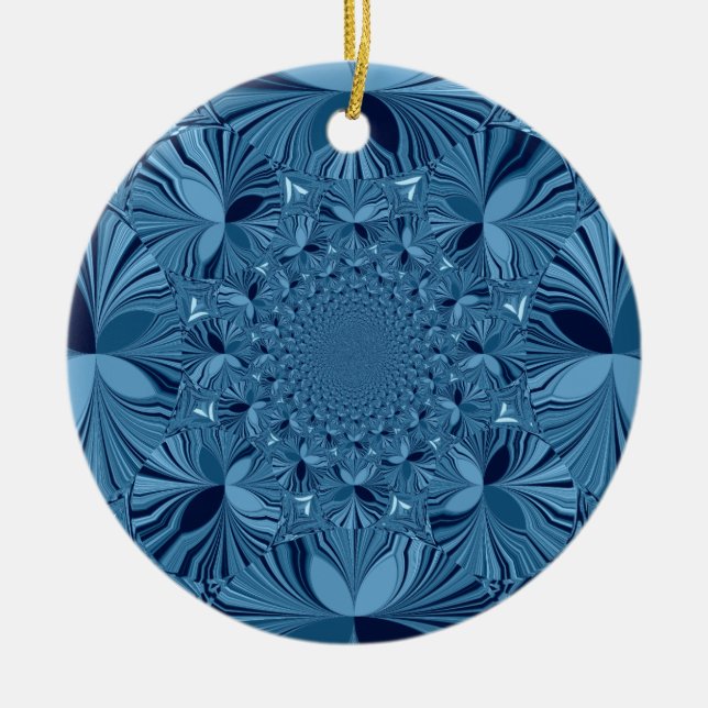 Beautiful Lovely Iridescent Blue Kaleidoscope Art  Ceramic Ornament (Front)