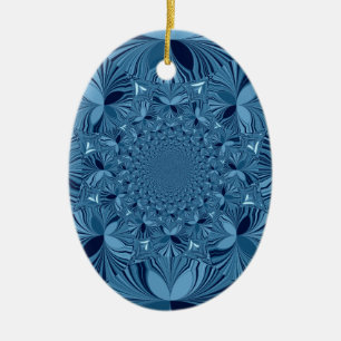 Beautiful Lovely Iridescent Blue Kaleidoscope Art  Ceramic Ornament