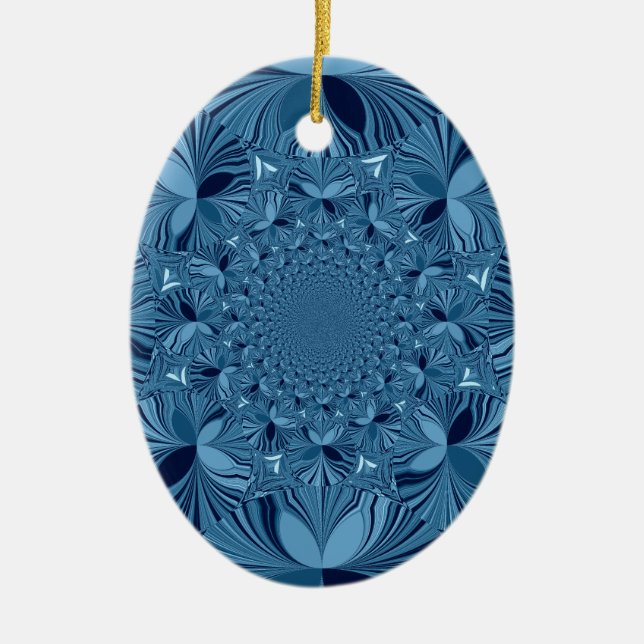 Beautiful Lovely Iridescent Blue Kaleidoscope Art  Ceramic Ornament (Front)