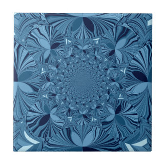 Beautiful Lovely Iridescent Blue Kaleidoscope Art Ceramic Tile