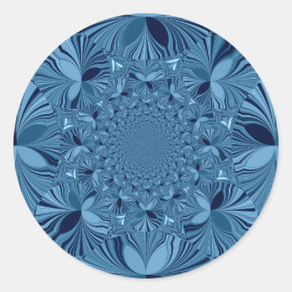 Beautiful Lovely Iridescent Blue Kaleidoscope Art  Classic Round Sticker
