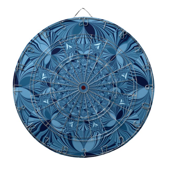 Beautiful Lovely Iridescent Blue Kaleidoscope Art  Dartboard (Front)