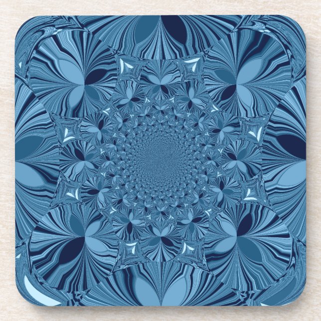 Beautiful Lovely Iridescent Blue Kaleidoscope Art  Drink Coaster (Front)