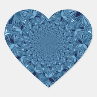 Beautiful Lovely Iridescent Blue Kaleidoscope Art Heart Sticker