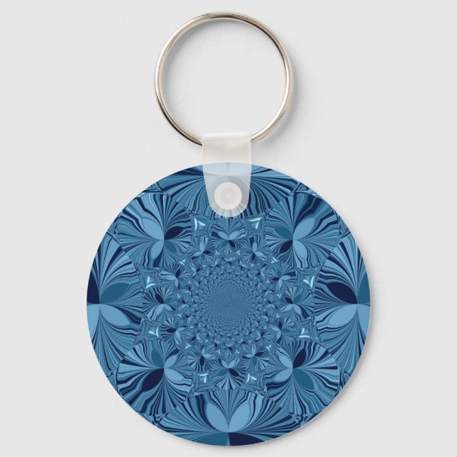 Beautiful Lovely Iridescent Blue Kaleidoscope Art  Keychain (Front)