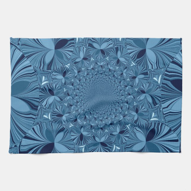 Beautiful Lovely Iridescent Blue Kaleidoscope Art  Kitchen Towel (Horizontal)