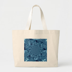 Beautiful Lovely Iridescent Blue Kaleidoscope Art  Large Tote Bag