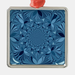 Beautiful Lovely Iridescent Blue Kaleidoscope Art Metal Ornament