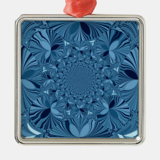 Beautiful Lovely Iridescent Blue Kaleidoscope Art Metal Ornament
