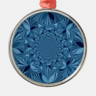 Beautiful Lovely Iridescent Blue Kaleidoscope Art Metal Ornament