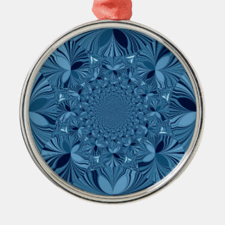 Beautiful Lovely Iridescent Blue Kaleidoscope Art  Metal Ornament