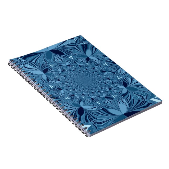 Beautiful Lovely Iridescent Blue Kaleidoscope Art  Notebook (Right Side)