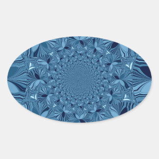 Beautiful Lovely Iridescent Blue Kaleidoscope Art Oval Sticker