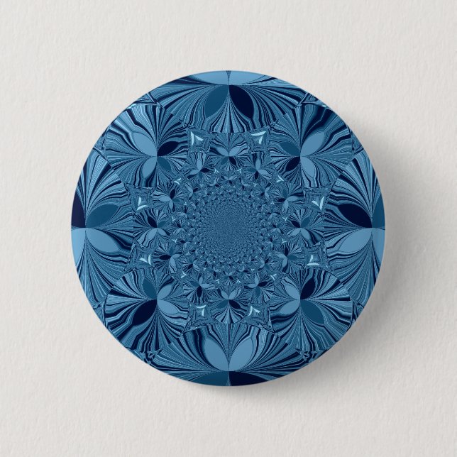 Beautiful Lovely Iridescent Blue Kaleidoscope Art  Pinback Button (Front)