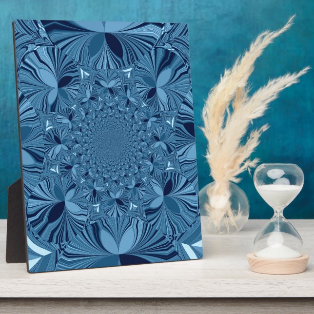 Beautiful Lovely Iridescent Blue Kaleidoscope Art  Plaque (Side)