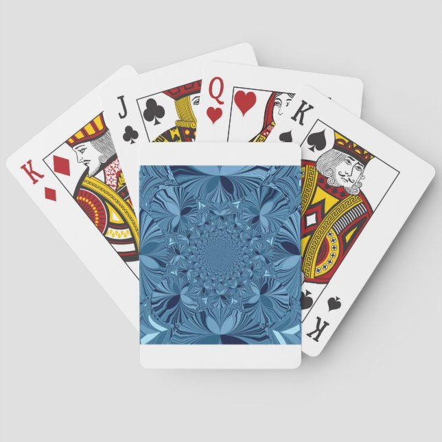 Beautiful Lovely Iridescent Blue Kaleidoscope Art  Poker Cards (Back)