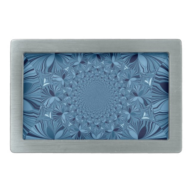 Beautiful Lovely Iridescent Blue Kaleidoscope Art  Rectangular Belt Buckle (Front)