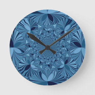 Beautiful Lovely Iridescent Blue Kaleidoscope Art Round Clock