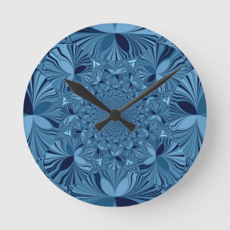 Beautiful Lovely Iridescent Blue Kaleidoscope Art Round Clock