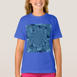 Beautiful Lovely Iridescent Blue Kaleidoscope Art  T-Shirt