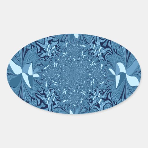 Beautiful Lovely Iridescent blue pattern seamless Oval Sticker