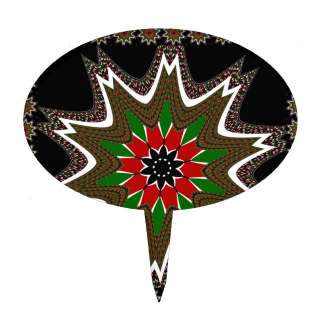 Beautiful Lovely Kenya Cultural Motif Geometrical  Cake Topper (Front)
