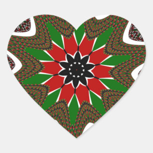Beautiful Lovely Kenya Cultural Motif Geometrical Heart Sticker