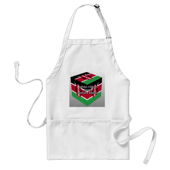 Beautiful Lovely Kenyan Flag Cube with Greeting Ar Adult Apron (Front)