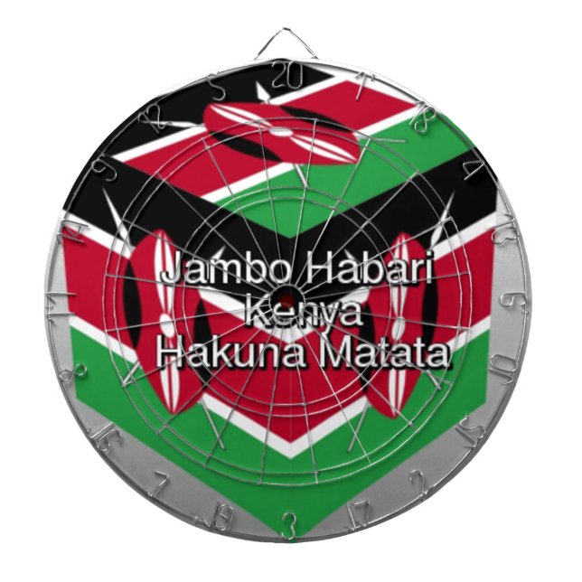 Beautiful Lovely Kenyan Flag Cube with Greeting  Dartboard With Darts (Front)