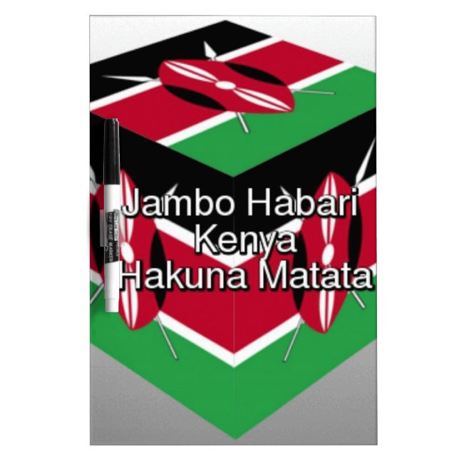 Beautiful Lovely Kenyan Flag Cube with Greeting  Dry Erase Board (Front)