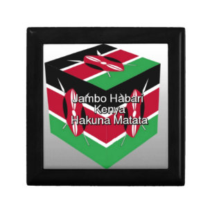 Beautiful Lovely Kenyan Flag Cube with Greeting  Keepsake Box